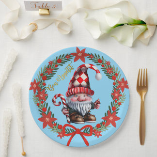 Gnome Bon Appétit Holiday Plate Pappteller