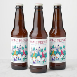 Gnome Brew Personalisiert Fun Zuhause Brew Weihnac Bierflaschenetikett