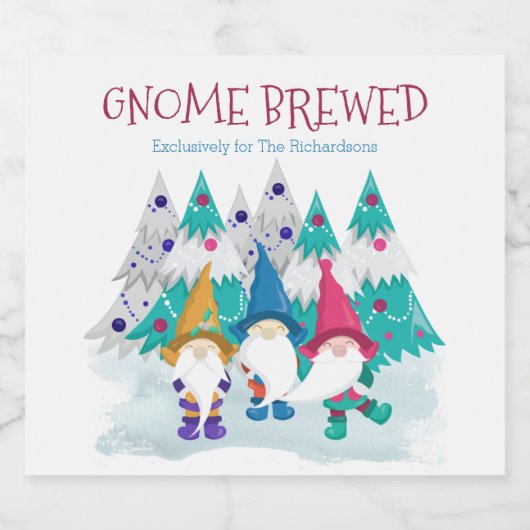 Gnome Brew Personalisiert Fun Zuhause Brew Weihnac Bierflaschenetikett (Einzelnes Label)