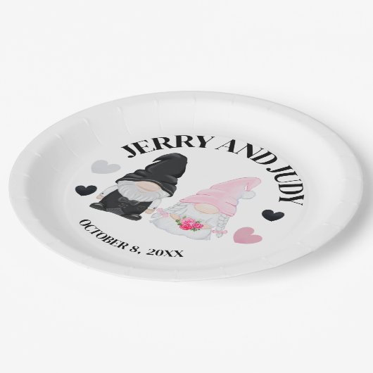 Gnome Bride and Groom Pappteller (Schrägansicht)