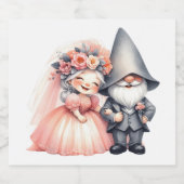 Gnome Bride Groom Orange Rustikale Sommerhochzeit Alkoholflaschenetikett (Einzelnes Label)