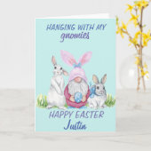 Gnome Bunny Happy Oaster Personalisierter Name Karte (Gelbe Blume)
