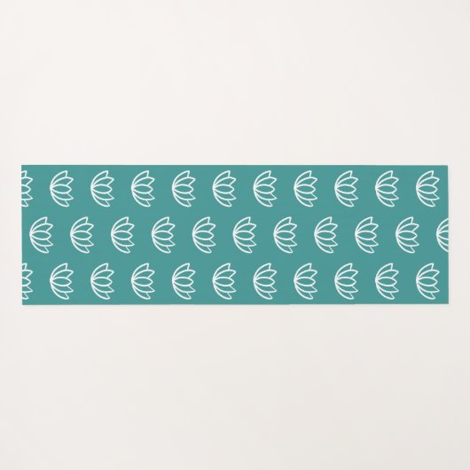 Gnome Buns & Puns "gnOMe" White Lotus Pattern Teal Yogamatte (Rückseite (Horizontal))