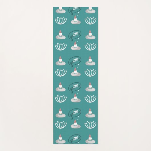Gnome Buns & Puns "gnOMe" White Lotus Pattern Teal Yogamatte (Vorderseite)