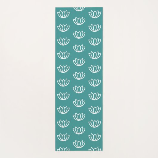 Gnome Buns & Puns "gnOMe" White Lotus Pattern Teal Yogamatte (Rückseite)