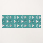 Gnome Buns & Puns "gnOMe" White Lotus Pattern Teal Yogamatte (Vorderseite (Horizontal))
