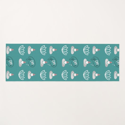 Gnome Buns & Puns "gnOMe" White Lotus Pattern Teal Yogamatte (Vorderseite (Horizontal))
