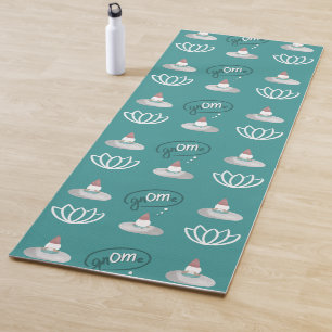 Gnome Buns & Puns "gnOMe" White Lotus Pattern Teal Yogamatte