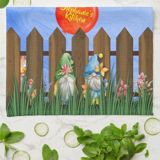 Gnome, bunte Küchenwäsche Geschirrtuch (Gefaltet)