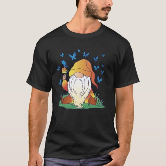 Gnome Butterfly Spring Flower Summer Gnomes T-Shirt (Vorderseite)