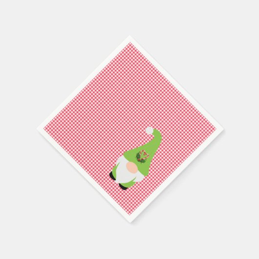 Gnome Candy Cane Herz Weihnachtsfeiertag Serviette (Ecke)