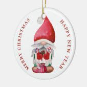 Gnome Candy Cane Pine Cone Keramik Ornament (Links)