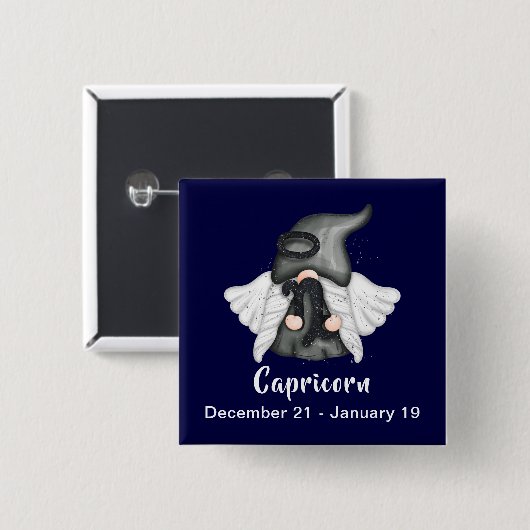 Gnome Capricorn Astrologie Signature Angel Pinback Button (Vorne & Hinten)