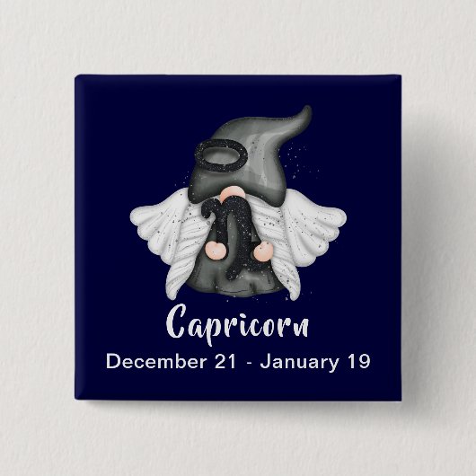 Gnome Capricorn Astrologie Signature Angel Pinback Button (Vorderseite)