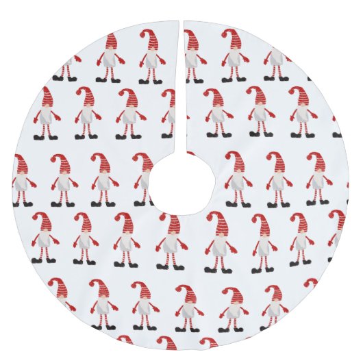 Gnome Cartoon-Weihnachtsmuster Polyester Weihnachtsbaumdecke (Vorderseite)