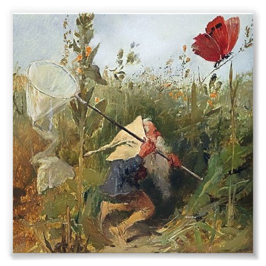 "Gnome Catching Butterflies" von Heinrich Schlitt Fotodruck (Vorne)
