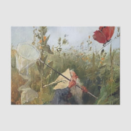"Gnome Catching Butterflies" von Heinrich Schlitt Seidenpapier