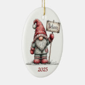 Gnome Ceramic Oval Christmas Ornament (Rechts)