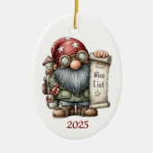 Gnome Ceramic Oval Christmas Ornament (Vorne)