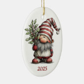 Gnome Ceramic Oval Christmas Ornament (Rechts)
