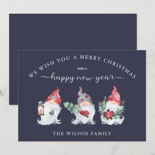 Gnome Christmas Feiertagskarte (Vorne/Hinten)