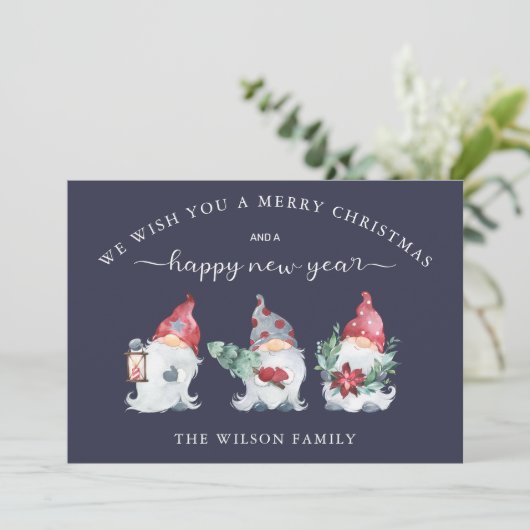 Gnome Christmas Feiertagskarte (Stehend Vorderseite)