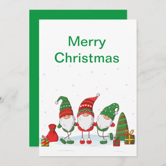 Gnome Christmas Geschenkbörse Einladung (Vorne/Hinten)