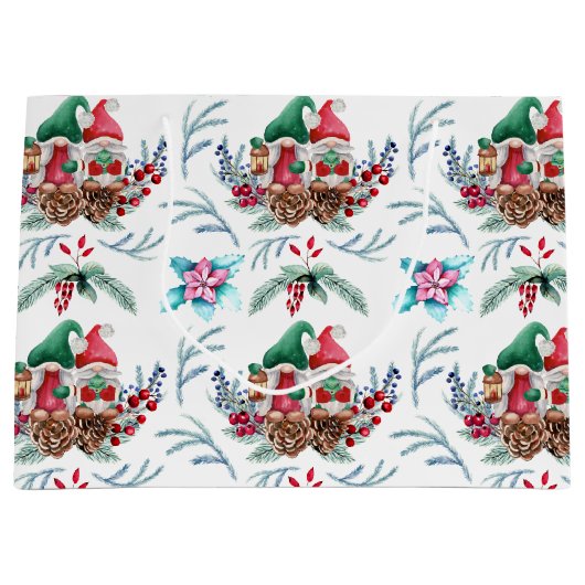 Gnome Christmas Große Geschenktüte (Vorderseite)