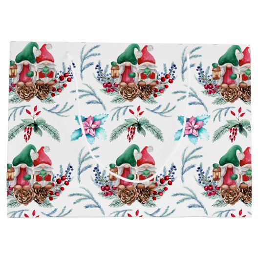 Gnome Christmas Große Geschenktüte (Rückseite)