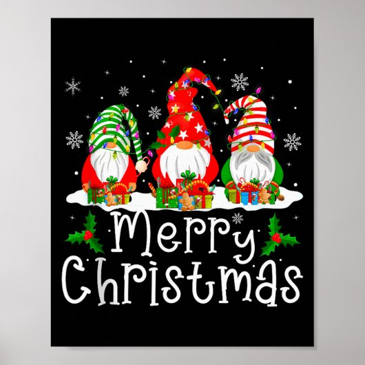 Gnome Christmas Lights Matching Family Gnome Merry Poster (Vorne)