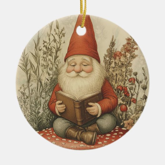 Gnome Christmas Ornament For Book Lovers (Vorne)