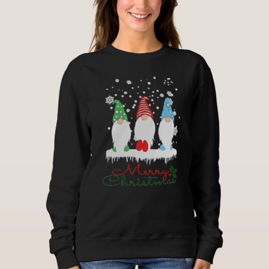 Gnome Christmas Pajamas Garden Gnome Merry Christ Sweatshirt (Vorderseite)