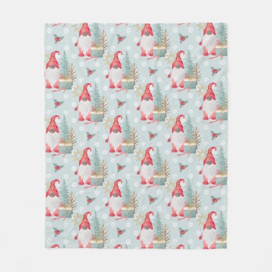 Gnome Christmas Pattern Fleecedecke (Vorderseite)