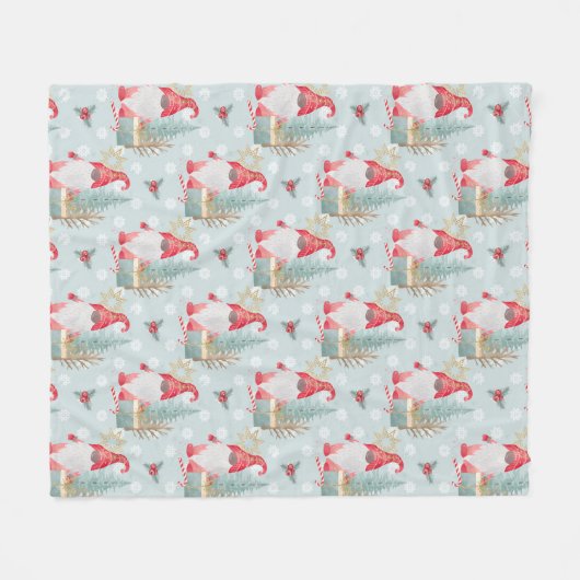 Gnome Christmas Pattern Fleecedecke (Vorderseite (Horizontal))