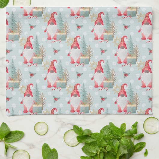 Gnome Christmas Pattern Geschirrtuch (Gefaltet)
