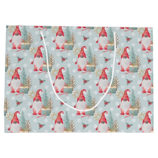 Gnome Christmas Pattern Große Geschenktüte (Rückseite)