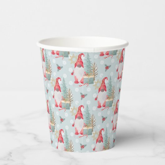 Gnome Christmas Pattern Pappbecher (Rechts)