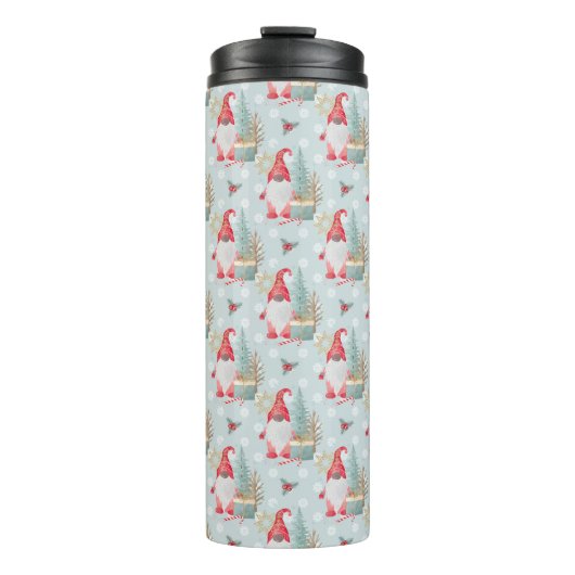 Gnome Christmas Pattern Thermosbecher (Vorderseite)