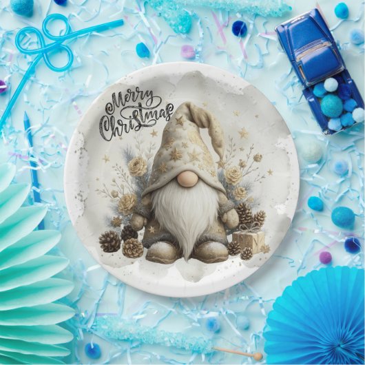 Gnome Christmas Plate Pappteller (Party)