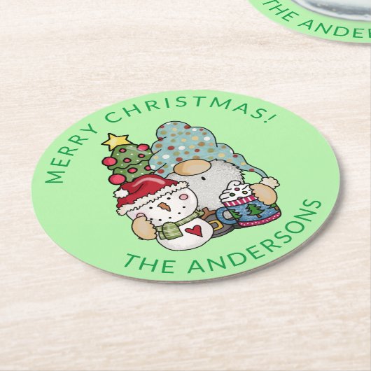 Gnome Christmas Runder Pappuntersetzer (Angewinkelt)