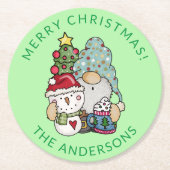 Gnome Christmas Runder Pappuntersetzer (Vorderseite)