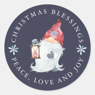 Gnome Christmas Segings Peace Liebe Joy Runder Aufkleber