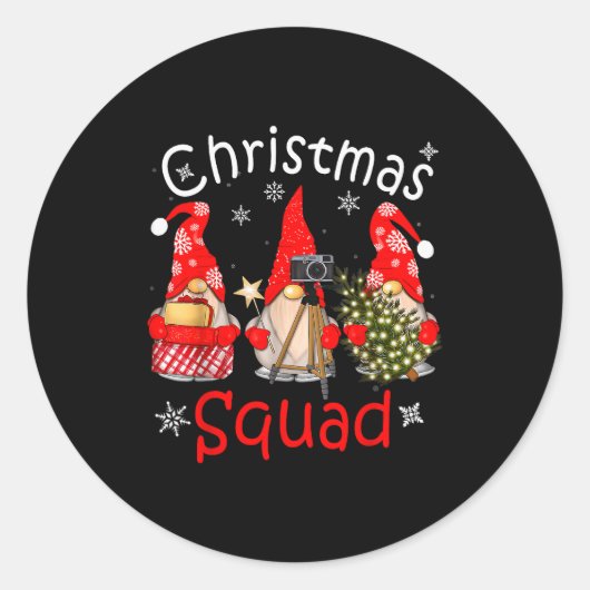 Gnome Christmas Squad Group Matching Christmas Par Runder Aufkleber (Vorderseite)