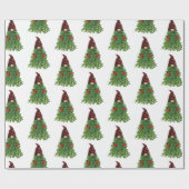 Gnome Christmas Tree Buffalo Karo Niedlicher Urlau Geschenkpapier (Flach)