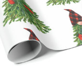 Gnome Christmas Tree Buffalo Karo Niedlicher Urlau Geschenkpapier (Rolleneckpunkt)
