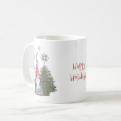 Gnome Christmas Tree Stars Happy Holidays Kaffeetasse (Vorderseite Links)