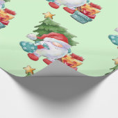 Gnome & Christmas Tree Wrapping Paper Geschenkpapier (Ecke)