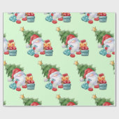 Gnome & Christmas Tree Wrapping Paper Geschenkpapier (Flach)