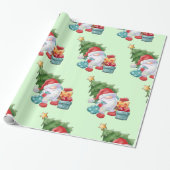 Gnome & Christmas Tree Wrapping Paper Geschenkpapier (Ungerollt)