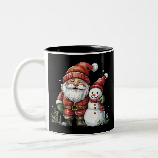 Gnome Christmas Winter Season Gnomes Lover Holiday Zweifarbige Tasse (Links)